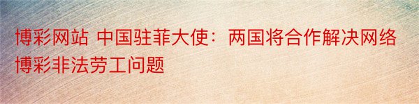 博彩网站 中国驻菲大使：两国将合作解决网络博彩非法劳工问题