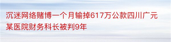 沉迷网络赌博一个月输掉617万公款四川广元某医院财务科长被判9年