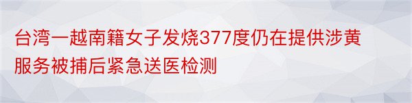 台湾一越南籍女子发烧377度仍在提供涉黄服务被捕后紧急送医检测