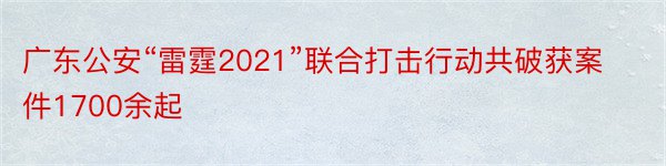 广东公安“雷霆2021”联合打击行动共破获案件1700余起